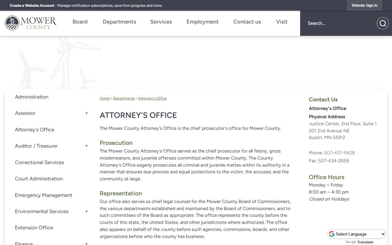Mower County arrest records and court charges County Attorney page