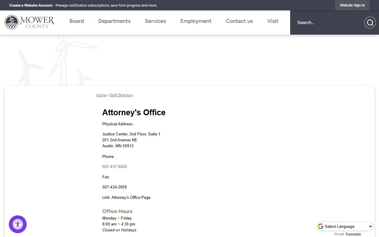 Mower County arrest records and court charges County Attorney staff directory