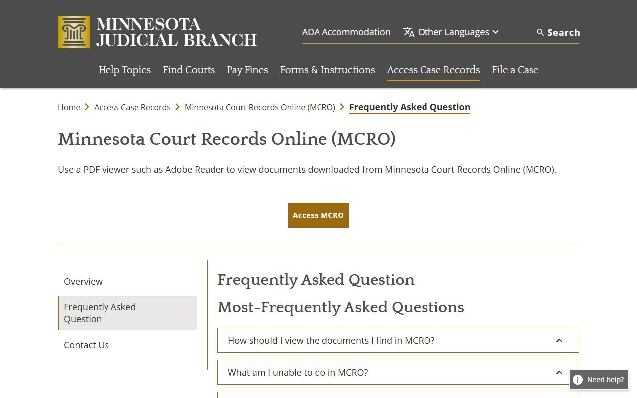 Mower County court records MCRO frequently asked questions