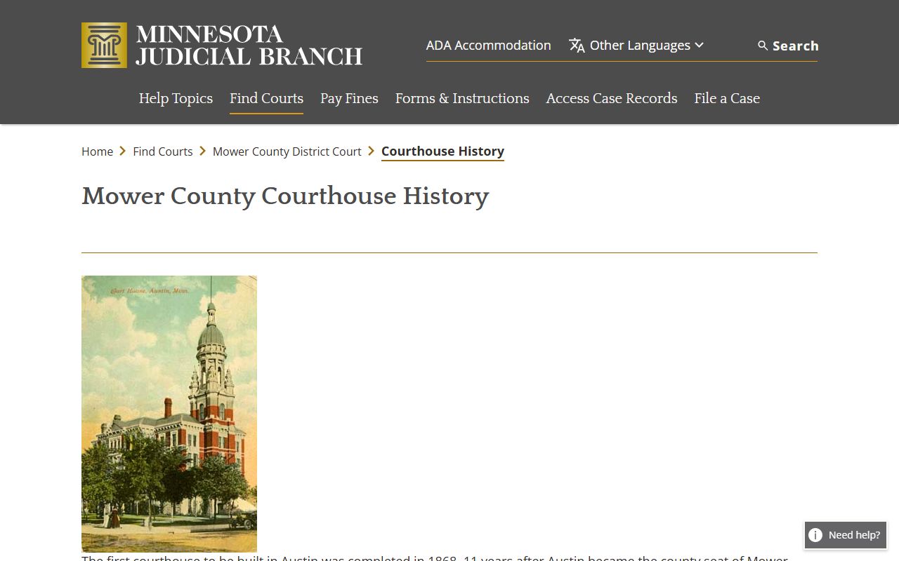 Mower County District Court courthouse history