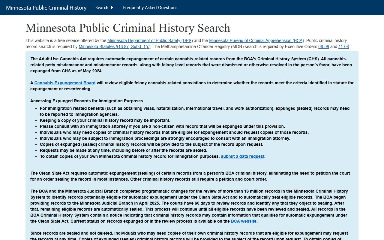 Mower County inmate records Minnesota BCA public criminal history search