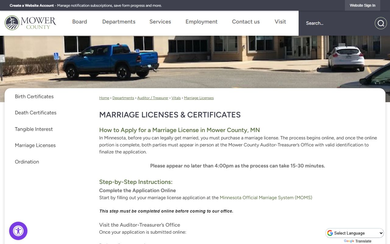 Mower County marriage divorce records marriage licenses page