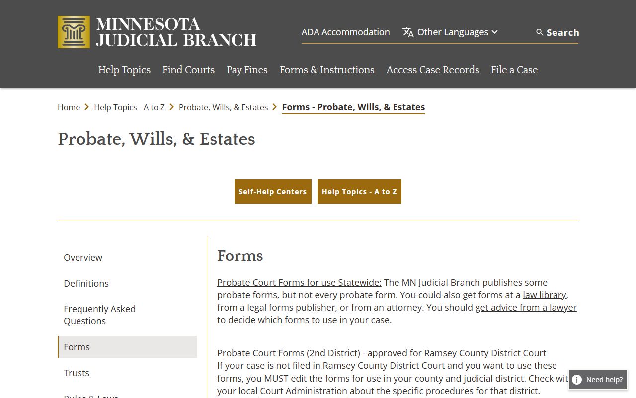 Mower County probate records probate wills and estates forms guidance