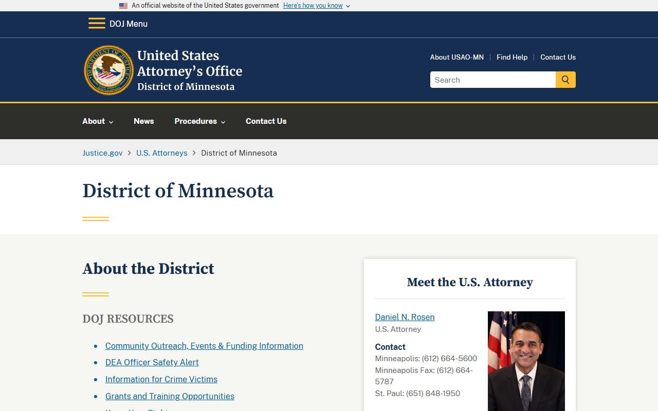 Mower County warrant search and U.S. Attorney District of Minnesota